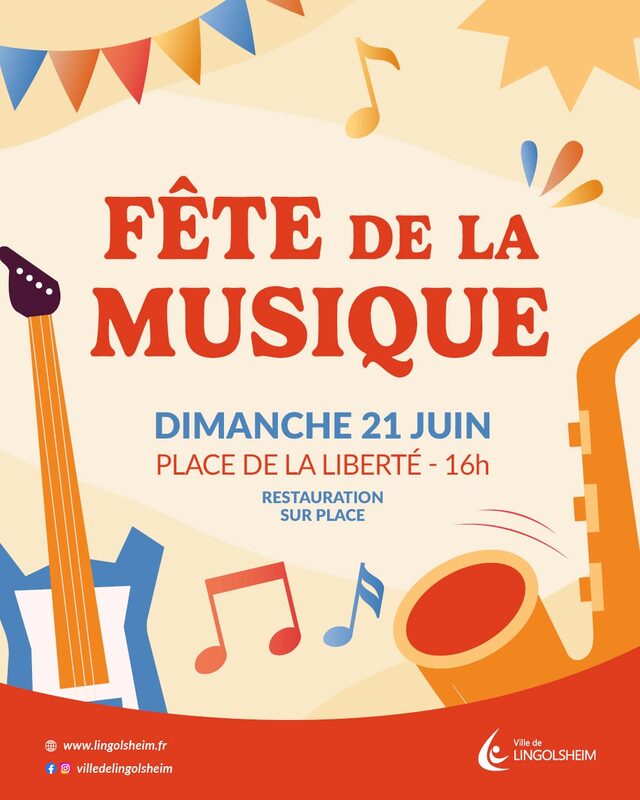 Affiche Fête de la Musique à Lingolsheim Place de la Liberté